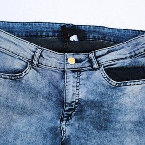 Stretchy bleach washed denim